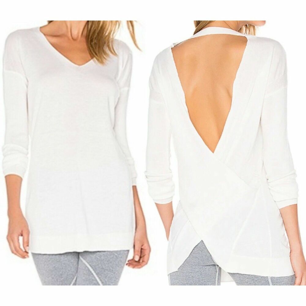 Vimmia Shavasana Reversible Sweater Top Size S Winter White 0728 MSRP $98 NWOT
